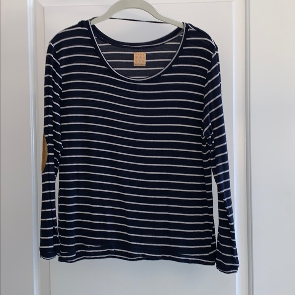 Zara S Soft Striped Shirt with Elbow Pads